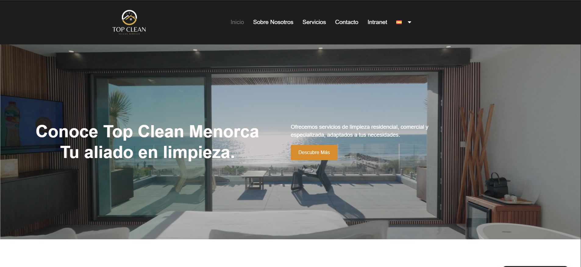 Web de Top Clean, empresa de limpieza en Menorca, rediseñada por Bulevar360