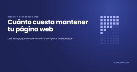 Mantenimiento página web: cuánto cuesta, qué incluye y qué va aparte. Portada del artículo sobre fondo azul
